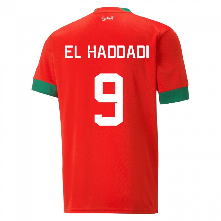 Homem Camisola Marroquina Munir El Haddadi #9 Vermelho Principal 22-24 Camisa Brasil