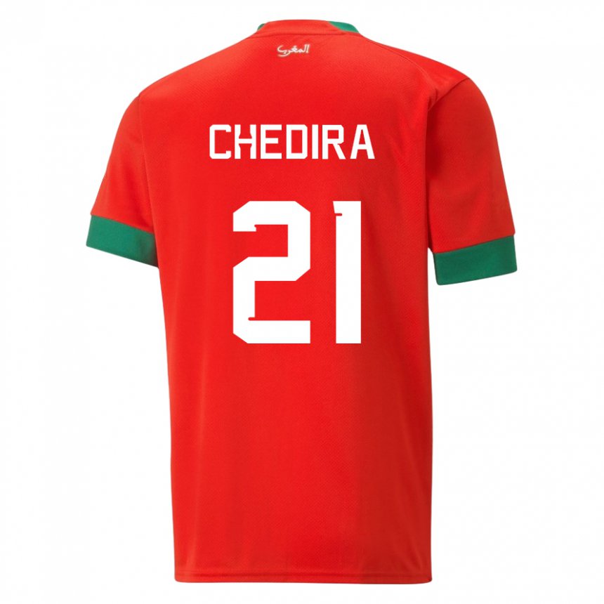 Homem Camisola Marroquina Walid Chedira #21 Vermelho Principal 22-24 Camisa Brasil