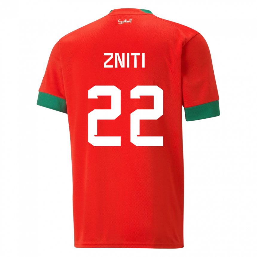 Homem Camisola Marroquina Anas Zniti #22 Vermelho Principal 22-24 Camisa Brasil