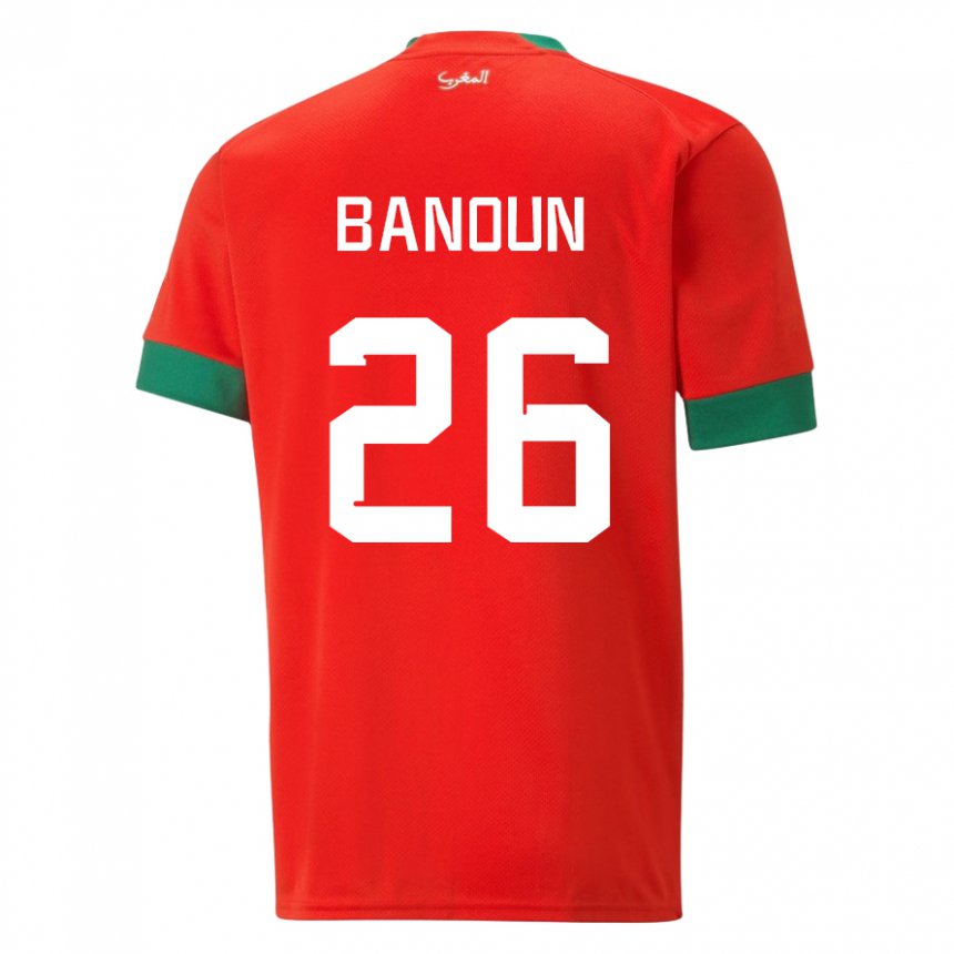 Homem Camisola Marroquina Badr Banoun #26 Vermelho Principal 22-24 Camisa Brasil