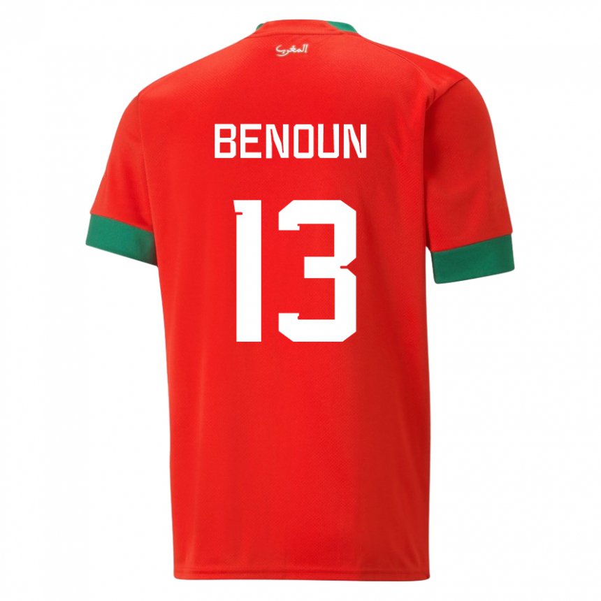Homem Camisola Marroquina Badr Benoun #13 Vermelho Principal 22-24 Camisa Brasil