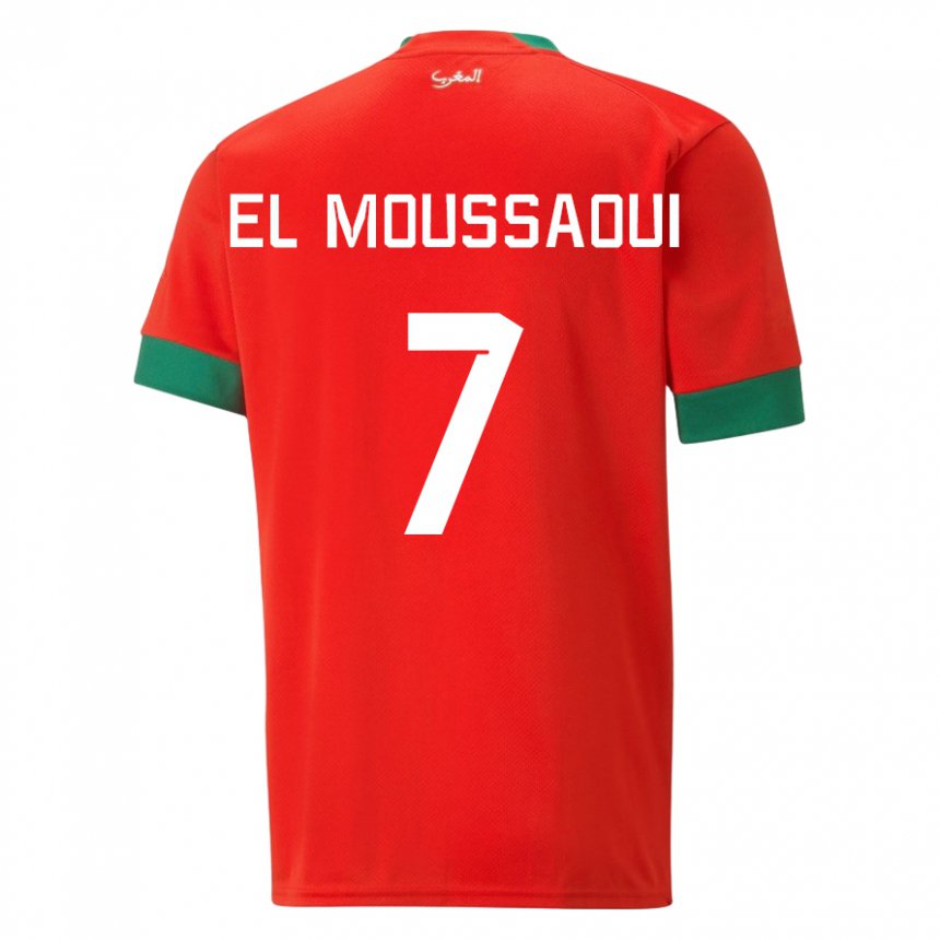 Homem Camisola Marroquina Hamza El Moussaoui #7 Vermelho Principal 22-24 Camisa Brasil