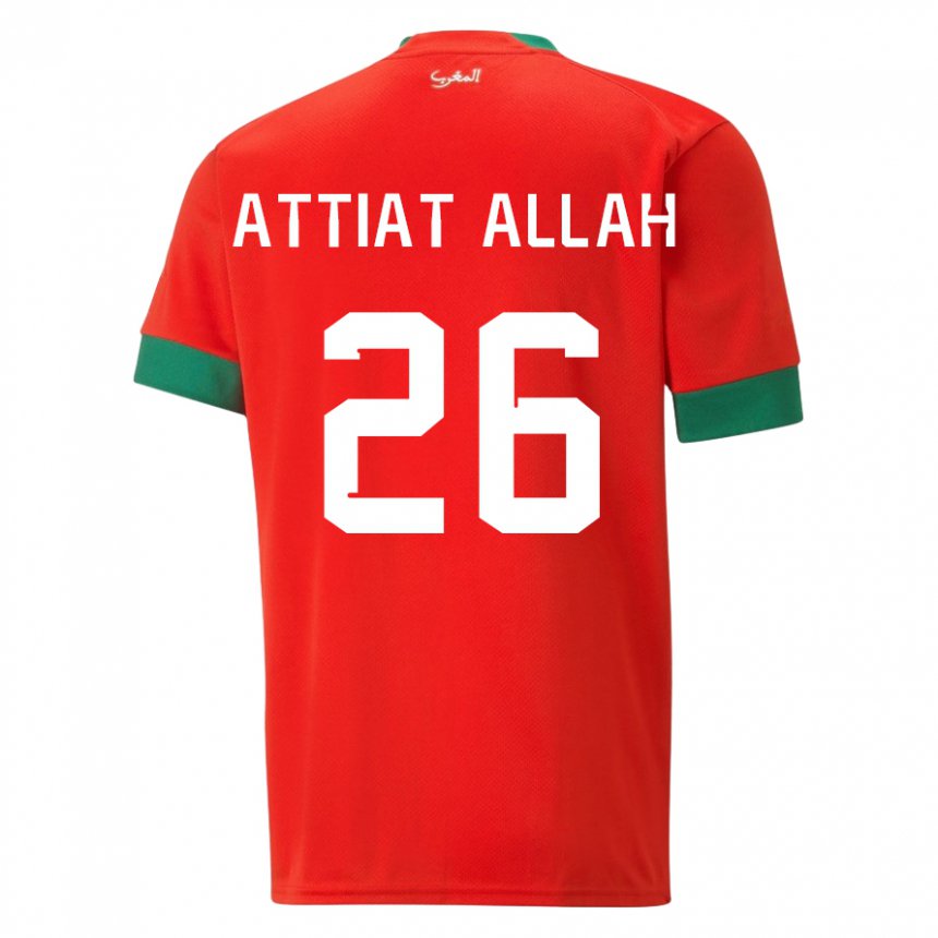 Homem Camisola Marroquina Yahia Attiat-allah #26 Vermelho Principal 22-24 Camisa Brasil