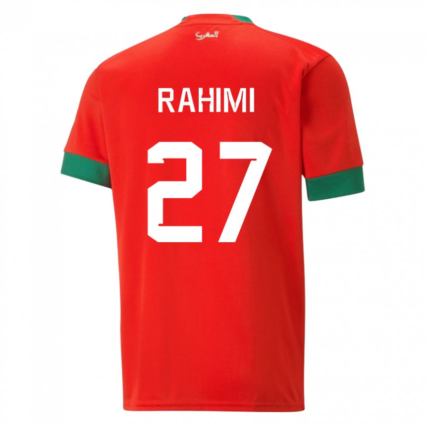 Homem Camisola Marroquina Soufiane Rahimi #27 Vermelho Principal 22-24 Camisa Brasil