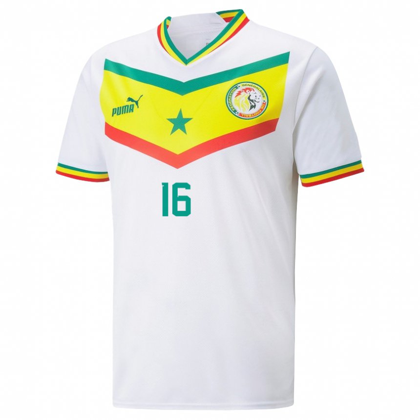 Homem Camisola Senegalesa Edouard Mendy #16 Branco Principal 22-24 Camisa Brasil