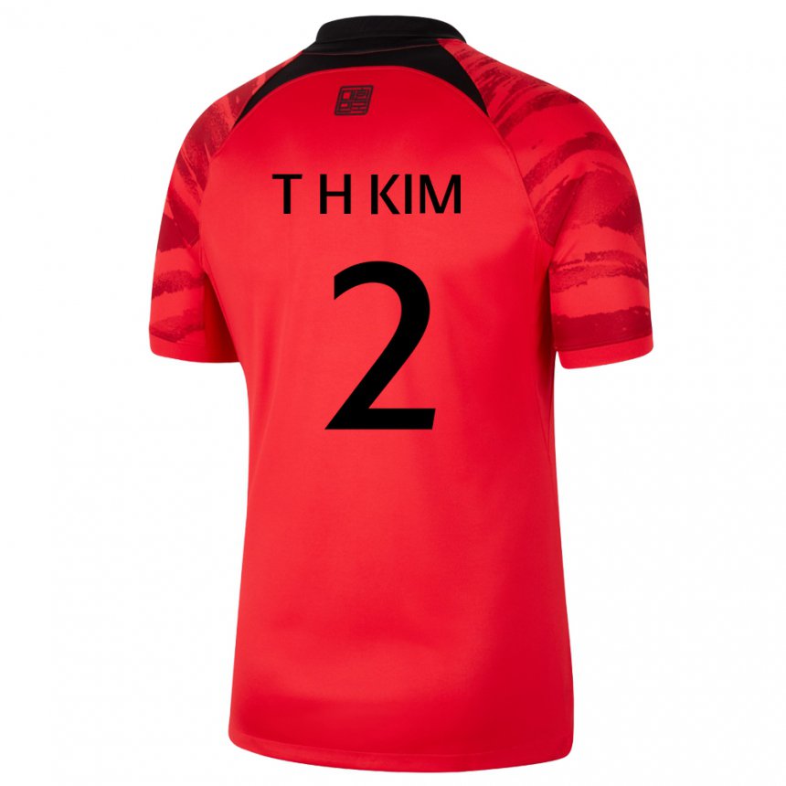 Homem Camisola Sul‑coreana Tae-hwan Kim #2 Vermelho Preto Principal 22-24 Camisa Brasil