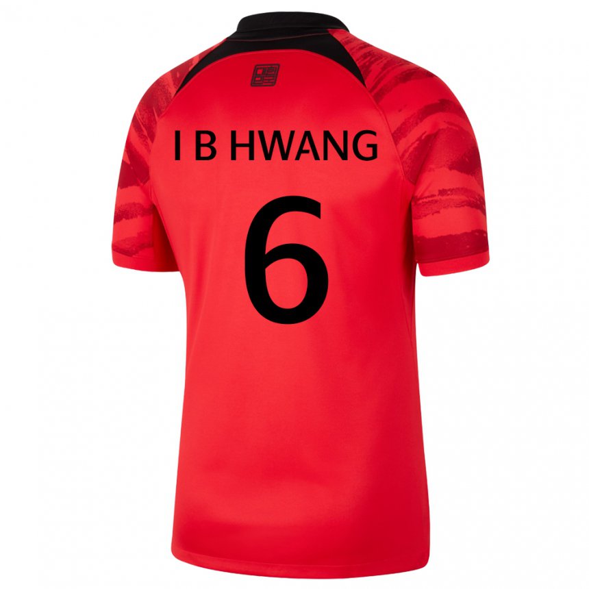 Homem Camisola Sul‑coreana In-beom Hwang #6 Vermelho Preto Principal 22-24 Camisa Brasil