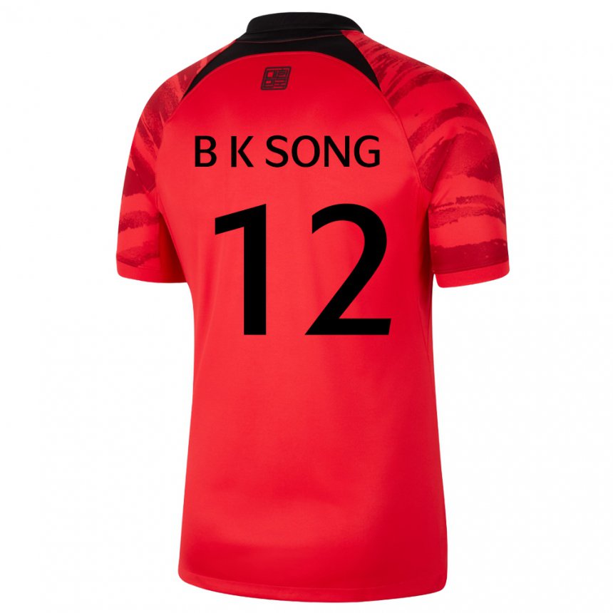 Homem Camisola Sul‑coreana Bum-keun Song #12 Vermelho Preto Principal 22-24 Camisa Brasil