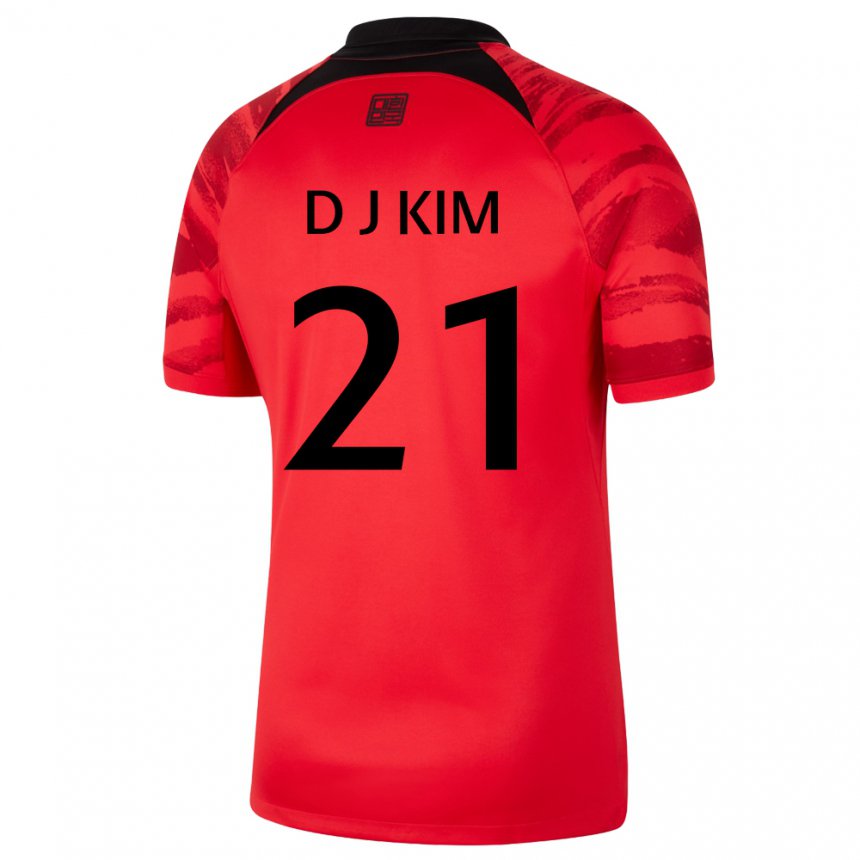 Homem Camisola Sul‑coreana Dong-jun Kim #21 Vermelho Preto Principal 22-24 Camisa Brasil