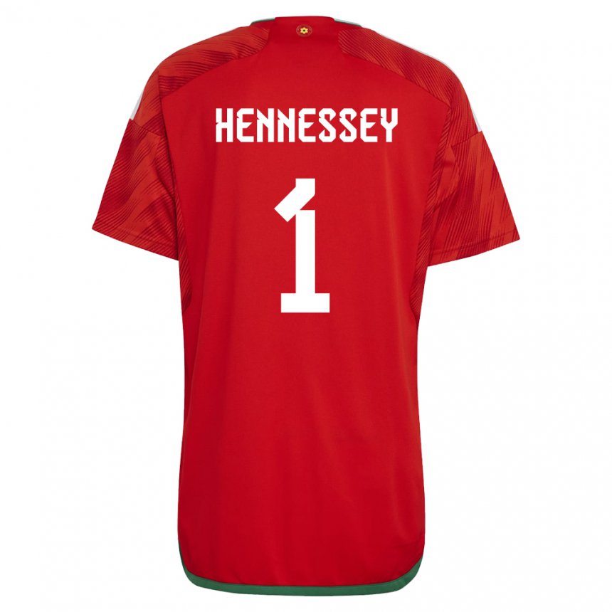 Homem Camisola Galesa Wayne Hennessey #1 Vermelho Principal 22-24 Camisa Brasil