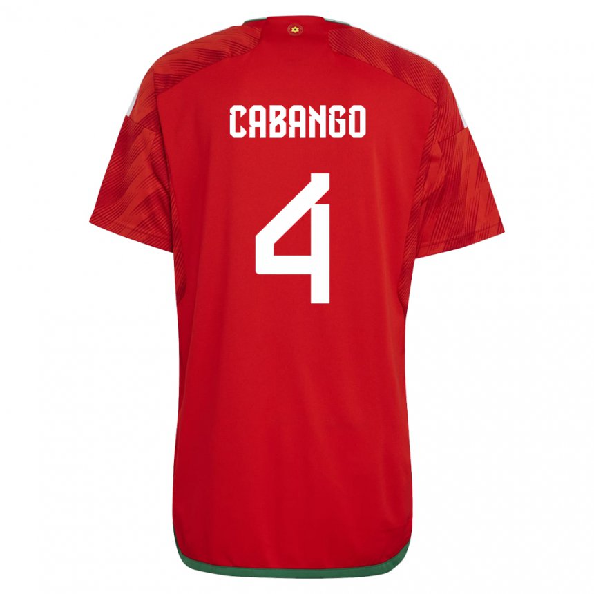 Homem Camisola Galesa Ben Cabango #4 Vermelho Principal 22-24 Camisa Brasil