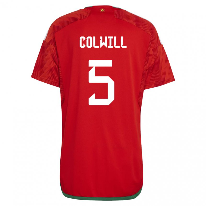 Homem Camisola Galesa Rubin Colwill #5 Vermelho Principal 22-24 Camisa Brasil