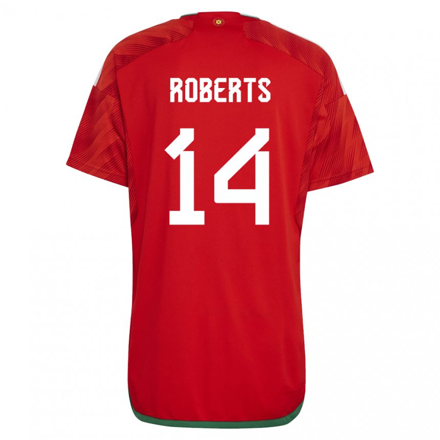 Homem Camisola Galesa Connor Roberts #14 Vermelho Principal 22-24 Camisa Brasil