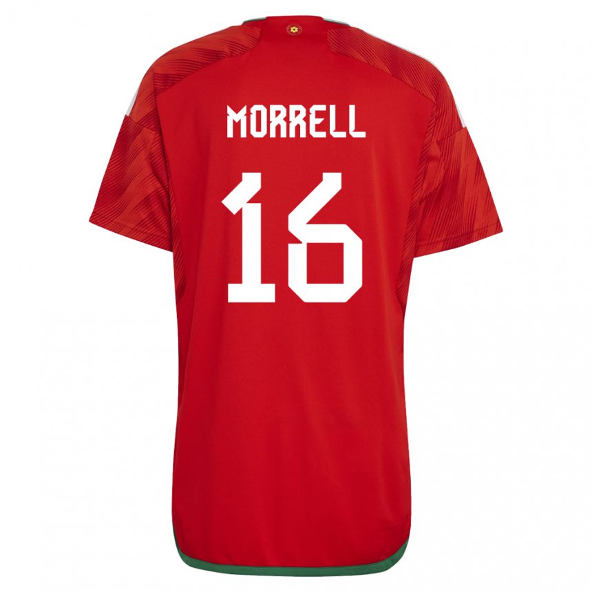 Homem Camisola Galesa Joe Morrell #16 Vermelho Principal 22-24 Camisa Brasil