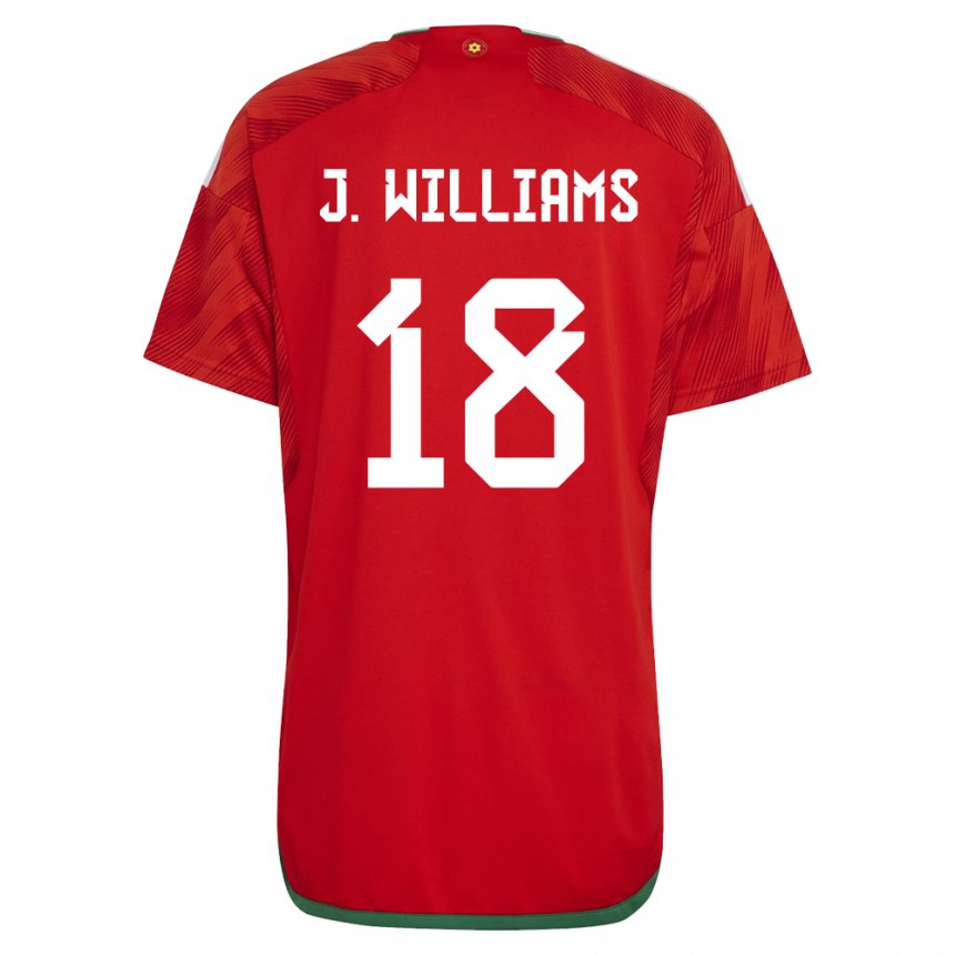 Homem Camisola Galesa Jonathan Williams #18 Vermelho Principal 22-24 Camisa Brasil