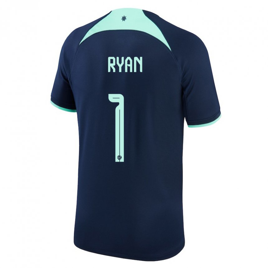 Homem Camisola Australiana Mathew Ryan #1 Azul Escuro Alternativa 22-24 Camisa Brasil