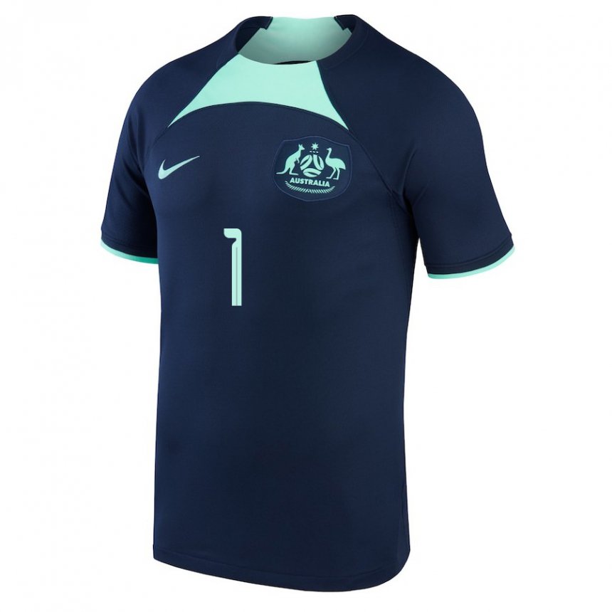 Homem Camisola Australiana Mathew Ryan #1 Azul Escuro Alternativa 22-24 Camisa Brasil