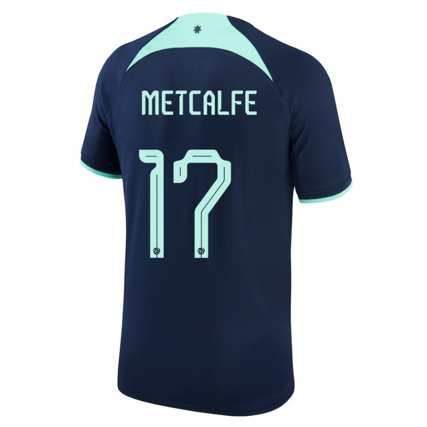 Homem Camisola Australiana Connor Metcalfe #17 Azul Escuro Alternativa 22-24 Camisa Brasil