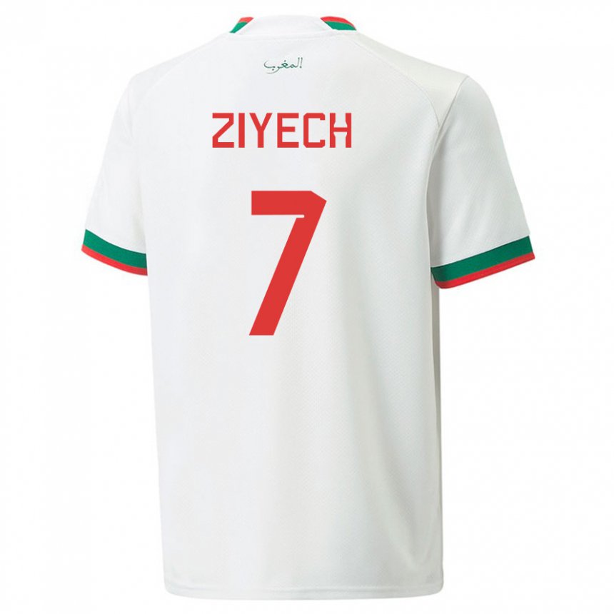 Homem Camisola Marroquina Hakim Ziyech #7 Branco Alternativa 22-24 Camisa Brasil