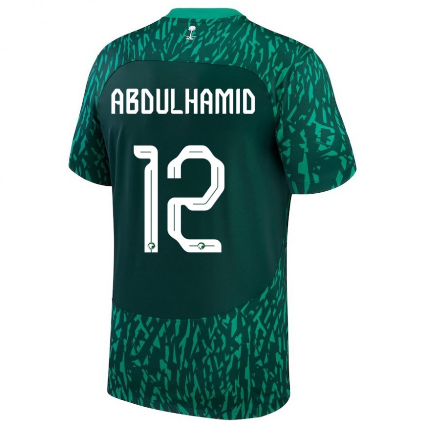 Homem Camisola Saudita Saud Abdulhamid #12 Verde Escuro Alternativa 22-24 Camisa Brasil