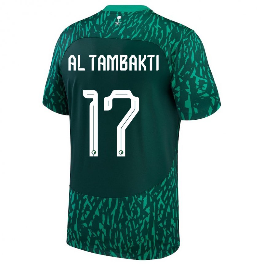 Homem Camisola Saudita Hassan Al Tambakti #17 Verde Escuro Alternativa 22-24 Camisa Brasil