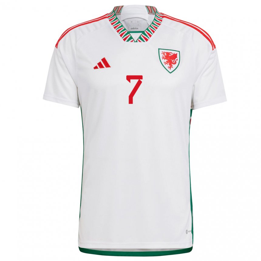 Homem Camisola Galesa Joe Allen #7 Branco Alternativa 22-24 Camisa Brasil