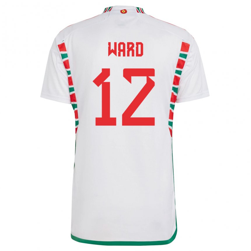 Homem Camisola Galesa Danny Ward #12 Branco Alternativa 22-24 Camisa Brasil