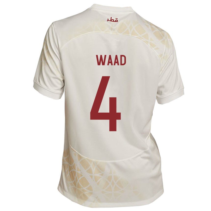 Homem Camisola Catari Mohammed Waad #4 Bege Dourado Alternativa 22-24 Camisa Brasil