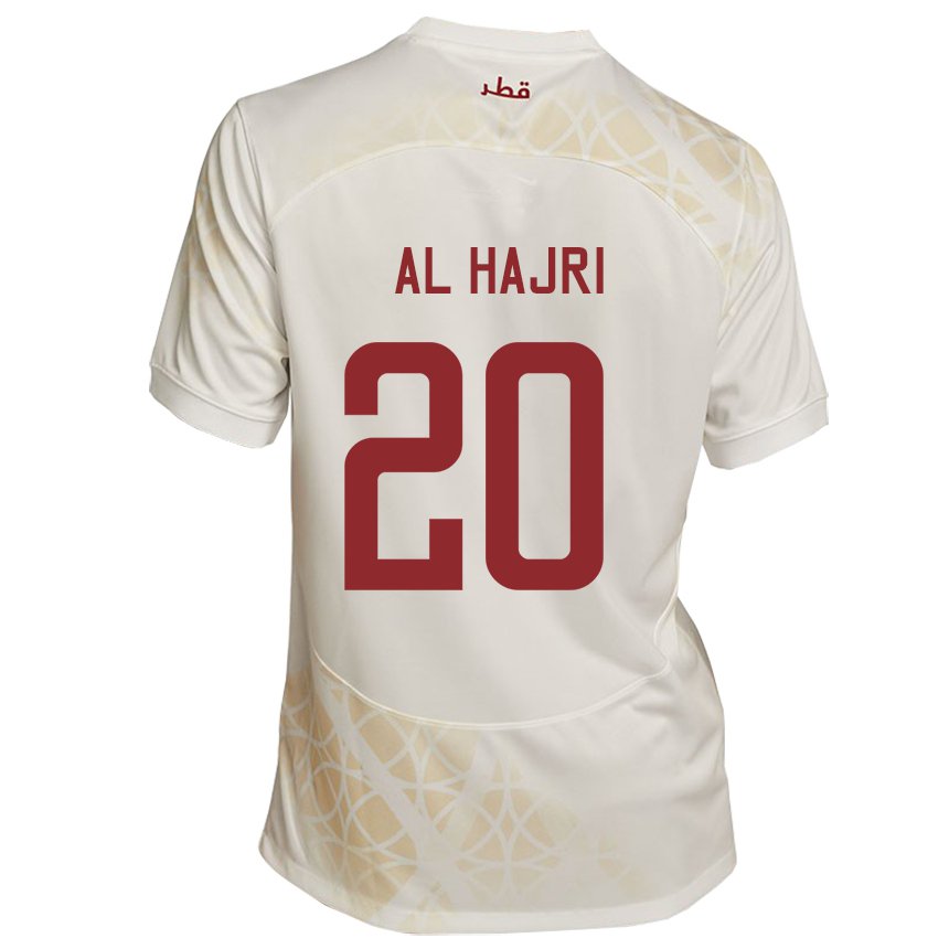 Homem Camisola Catari Salem Al Hajri #20 Bege Dourado Alternativa 22-24 Camisa Brasil