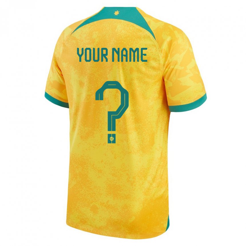 Mulher Camisola Australiana Seu Nome #0 Dourado Principal 22-24 Camisa Brasil