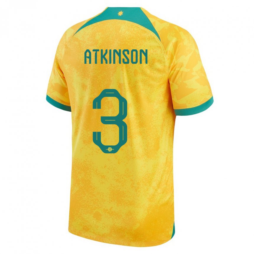 Mulher Camisola Australiana Nathaniel Atkinson #3 Dourado Principal 22-24 Camisa Brasil