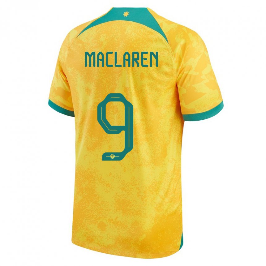Mulher Camisola Australiana Jamie Maclaren #9 Dourado Principal 22-24 Camisa Brasil