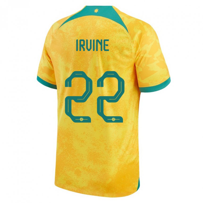 Mulher Camisola Australiana Jackson Irvine #22 Dourado Principal 22-24 Camisa Brasil