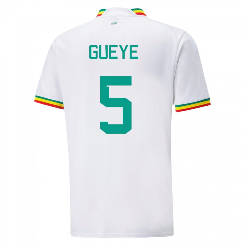Mulher Camisola Senegalesa Idrissa Gueye #5 Branco Principal 22-24 Camisa Brasil