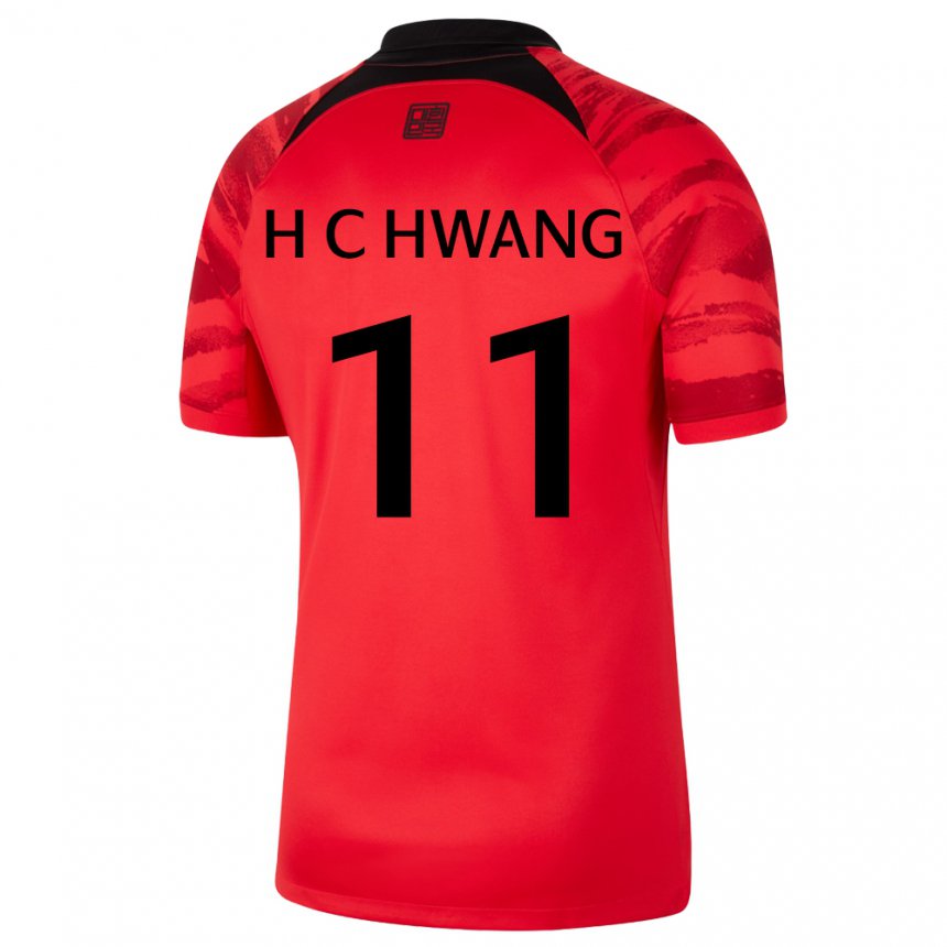 Mulher Camisola Sul‑coreana Hee-chan Hwang #11 Vermelho Preto Principal 22-24 Camisa Brasil