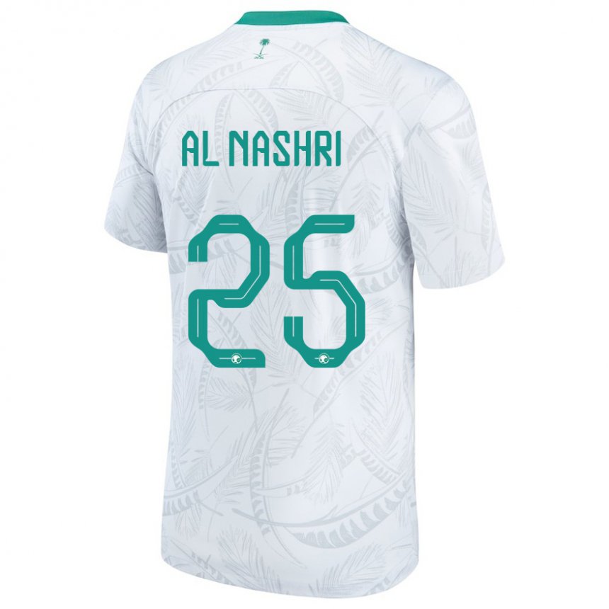 Mulher Camisola Saudita Awad Al Nashri #25 Branco Principal 22-24 Camisa Brasil