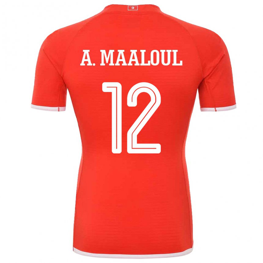 Mulher Camisola Tunisiana Ali Maaloul #12 Vermelho Principal 22-24 Camisa Brasil