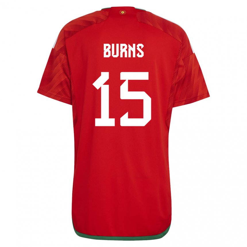 Mulher Camisola Galesa Wes Burns #15 Vermelho Principal 22-24 Camisa Brasil