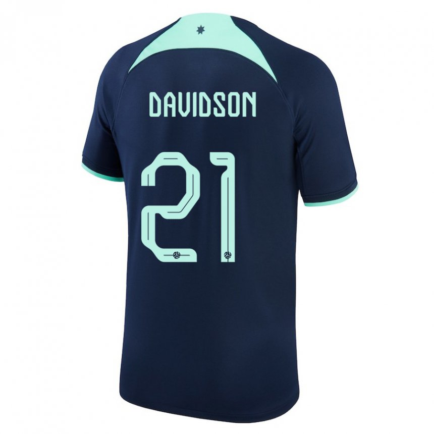 Mulher Camisola Australiana Jason Davidson #21 Azul Escuro Alternativa 22-24 Camisa Brasil