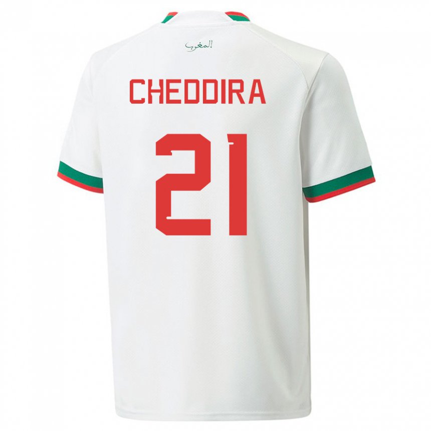 Mulher Camisola Marroquina Walid Cheddira #21 Branco Alternativa 22-24 Camisa Brasil