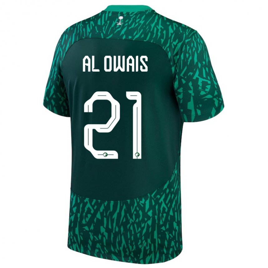 Mulher Camisola Saudita Mohammed Al Owais #21 Verde Escuro Alternativa 22-24 Camisa Brasil