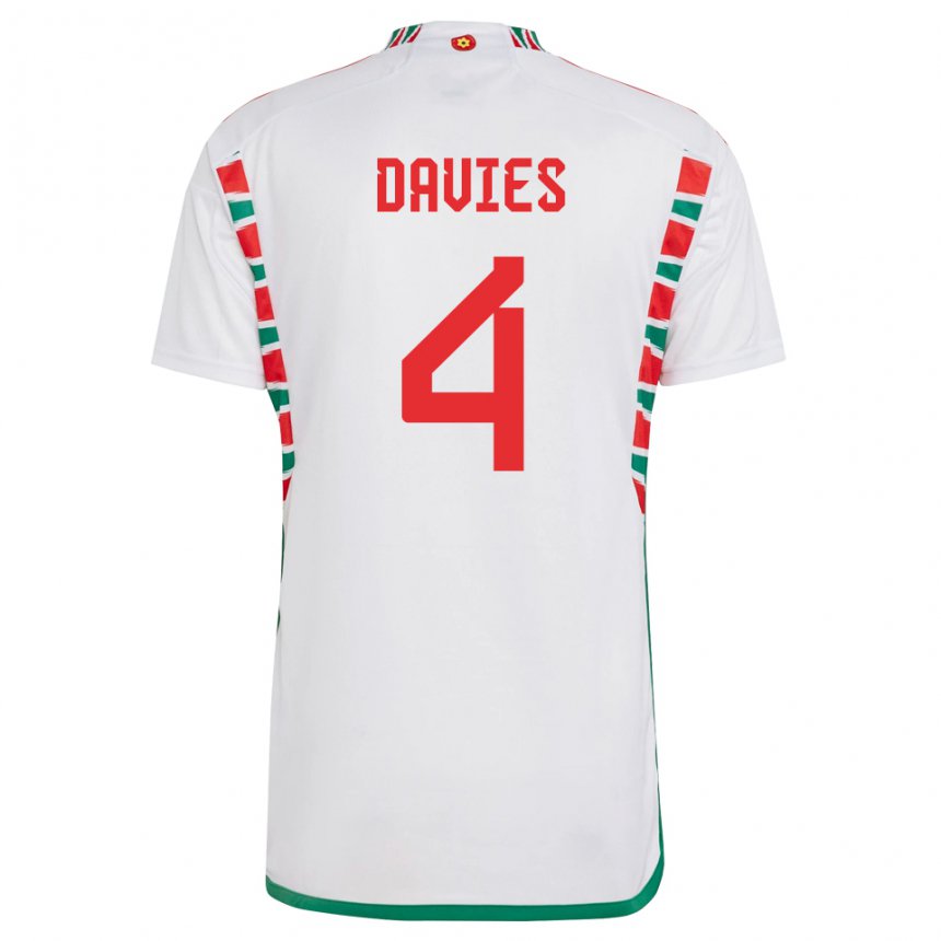 Mulher Camisola Galesa Ben Davies #4 Branco Alternativa 22-24 Camisa Brasil
