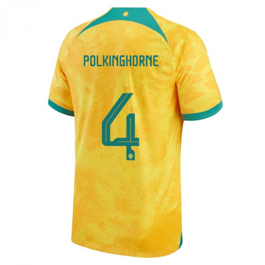 Criança Camisola Australiana Clare Polkinghorne #4 Dourado Principal 22-24 Camisa Brasil