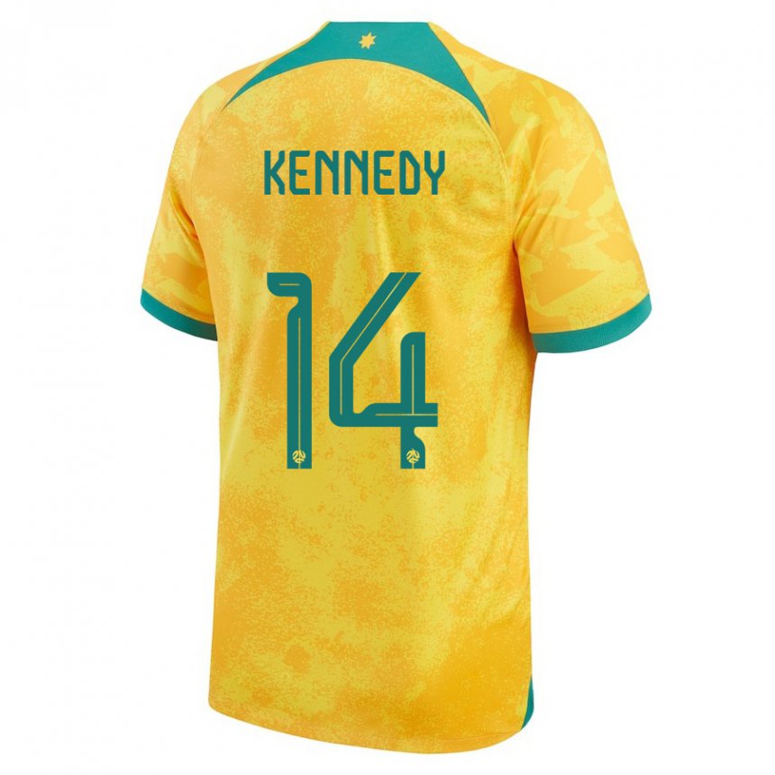 Criança Camisola Australiana Alanna Kennedy #14 Dourado Principal 22-24 Camisa Brasil