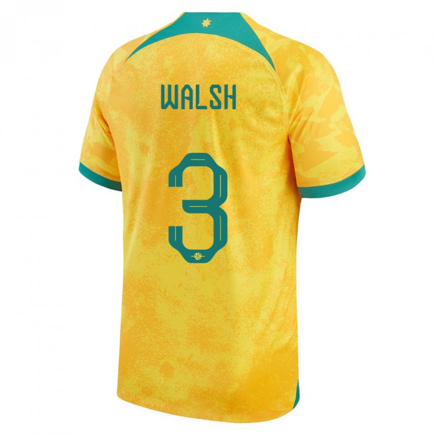 Criança Camisola Australiana Daniel Walsh #3 Dourado Principal 22-24 Camisa Brasil
