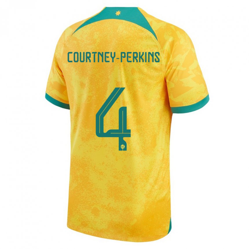 Criança Camisola Australiana Jordan Courtney Perkins #4 Dourado Principal 22-24 Camisa Brasil