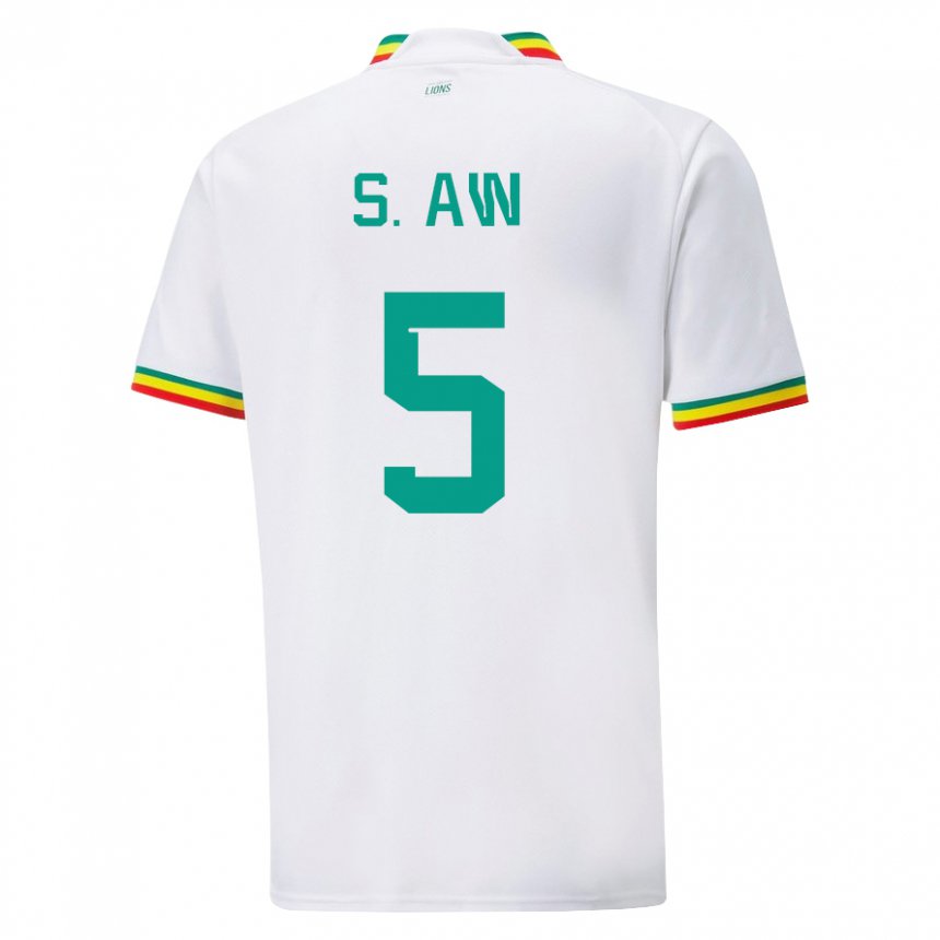 Criança Camisola Senegalesa Souleymane Aw #5 Branco Principal 22-24 Camisa Brasil