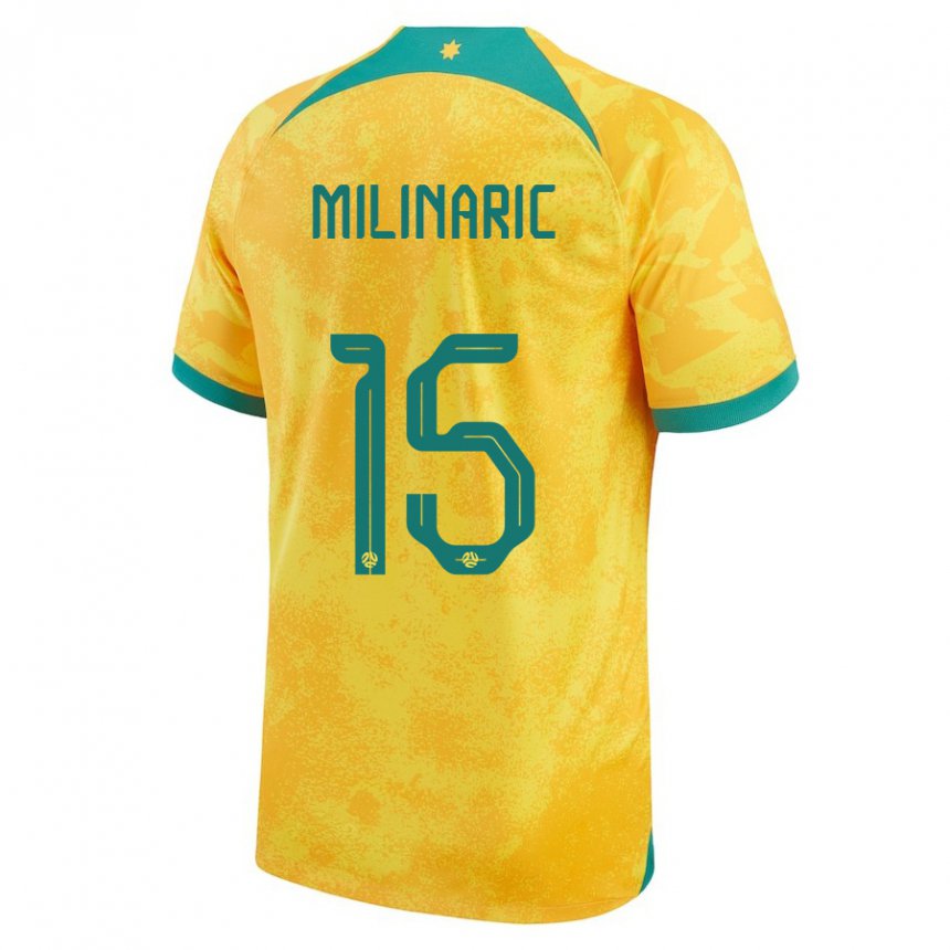 Criança Camisola Australiana Anton Milinaric #15 Dourado Principal 22-24 Camisa Brasil