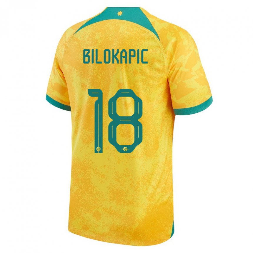 Criança Camisola Australiana Nicholas Bilokapic #18 Dourado Principal 22-24 Camisa Brasil