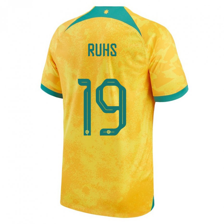 Criança Camisola Australiana Michael Ruhs #19 Dourado Principal 22-24 Camisa Brasil